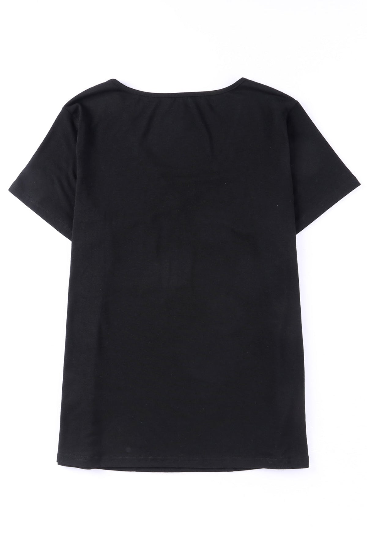 Plus Size Sequin Trim V Neck Chest Pocket Tee